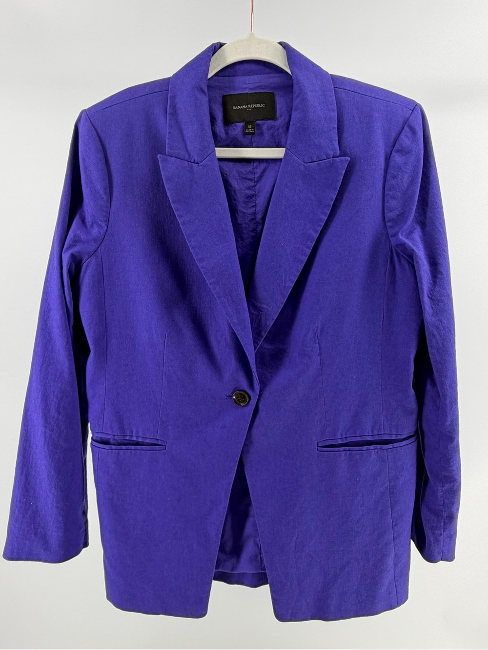 Banana Republic Factory Linen Blend Blazer Jacket in Purple, Women's 12